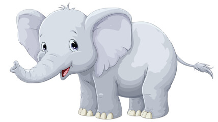 Obraz premium Cute Cartoon Baby Elephant on White Background Vector Illustration