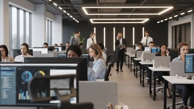 Modern Office Interior with Blurred Background 
