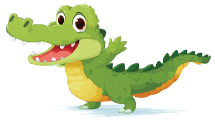 Fototapeta premium Cute Crocodile Cartoon Standing and Waving Vector Illustration