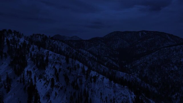 Night Snowcrest Aerial Shot of Winter Mountain Snow Forest R Day for Night