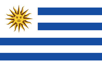 Obraz premium Flag of Uruguay. Uruguayan national symbol in official colors. Template icon. Abstract vector background.