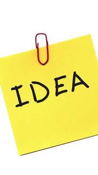 Yellow sticky note with idea word animation