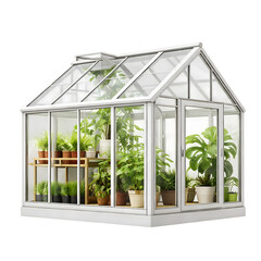 Garden Greenhouse With Plants Isolated