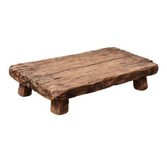 Rustic Wooden Platform Bench Isolated