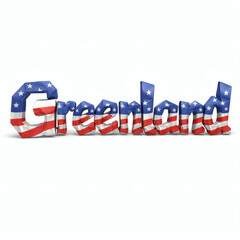 Obraz premium Greenland Text Art: A captivating visual representation of the word Greenland, creatively designed with American flag patterns. This unique artwork symbolizes a fusion of text and patriotism.