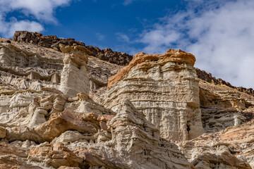 Fototapeta premium The Dove Spring Formation (formerly the Ricardo Formation), continental and lacustrine sediments containing lava flows and tuff. Red Rock Canyon State Park, Kern County, California. Mojave Desert.