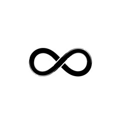 Black infinity symbol on white background.