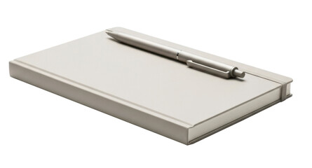 White Notebook with Pen Isolated on Transparent Background