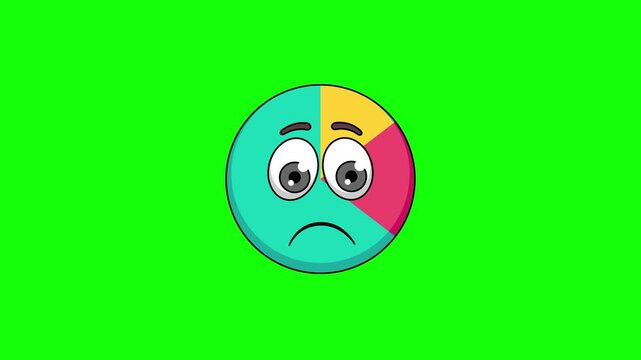 Frowning face animation of chart emoticon emoji