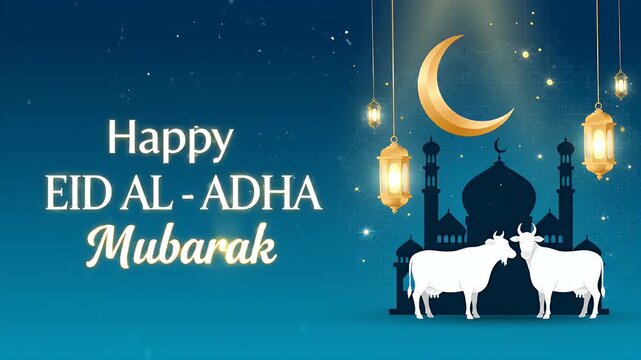Happy Eid Al Adha Mubarak Islamic Festival Celebration.