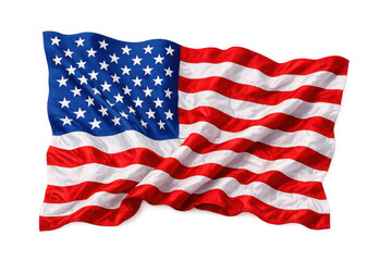 Obraz premium United states flag waving, representing patriotism, freedom, and democracy, with stars and stripes on a transparent background