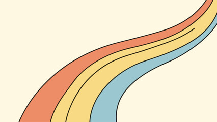 Fototapeta premium Three-band rainbow with peach, golden yellow, and light blue gradient arcs