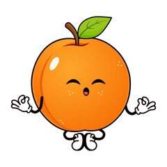 Obraz premium Cute apricot fruit meditating in a yoga lotus pose