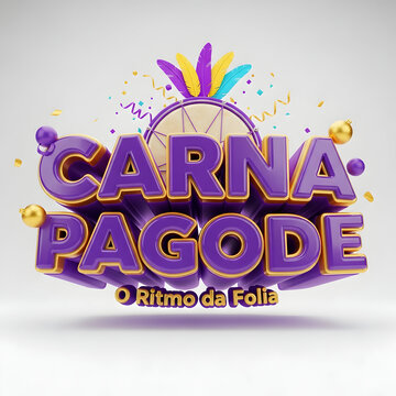 Colorful Carnival Music Festival Logo with Vibrant Feathers and Ornaments