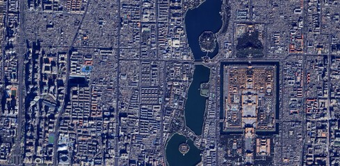 Aerial View of the Forbidden City Imperial Palace in Beijing, China - Historic Asian Architecture
