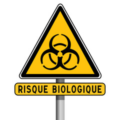 Panneau danger biologique, risque infectieux, mati&egrave;res infectieuses, signalisation de s&eacute;curit&eacute;