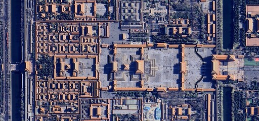 Aerial View of the Forbidden City Imperial Palace in Beijing, China - Historic Asian Architecture