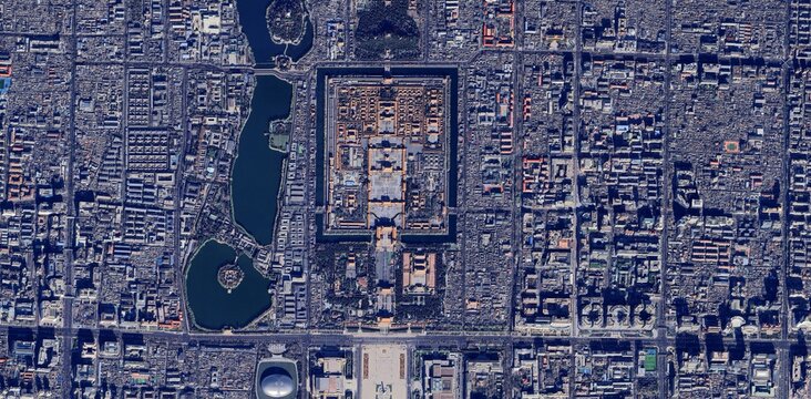 Aerial View of the Forbidden City Imperial Palace in Beijing, China - Historic Asian Architecture