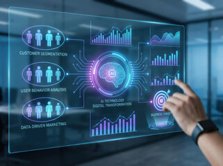 Analytics user behaviorcustomer data concept icon futuristic interface screen with business dashboard and digital ai brain glowing for modern technology insight Concept of user behavior tracking