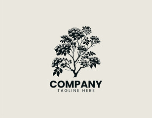 Obraz premium Crape Myrtle Tree Black Vector Logo Illustration
