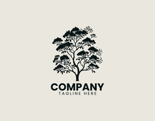 Obraz premium Crape Myrtle Tree Black Vector Logo Illustration