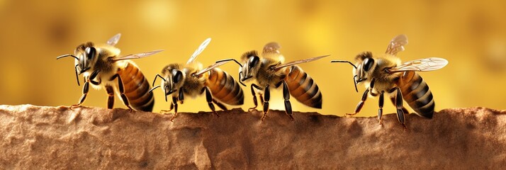 Obraz premium Honey bee close-up view