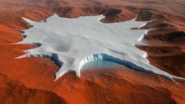 Close-up of Mars Polar Ice Cap: Frozen CO2 and Water Ice