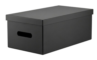 Office Black Folder Box for Documents Isolated on Transparent Background