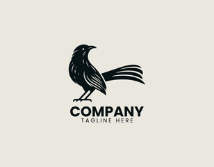 Fototapeta premium Greater Coucal Bird Black Vector Logo Illustration