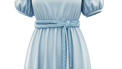 Light Blue Dress with Braided Belt