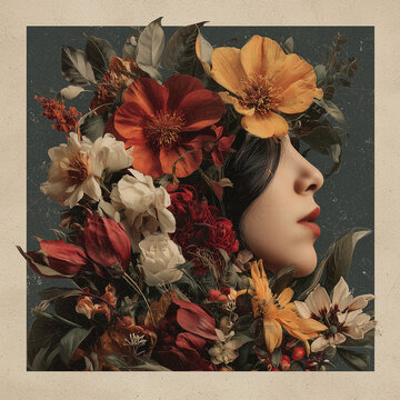 Collage, Flower painting, Composition, Digital art, aesthetic