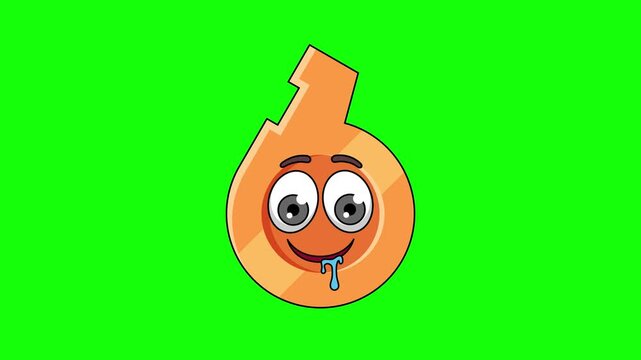 whistle cartoon with a drooling face, emoticon animation