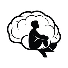 Nurturing Your Inner Mental Health silhouette vector illustration