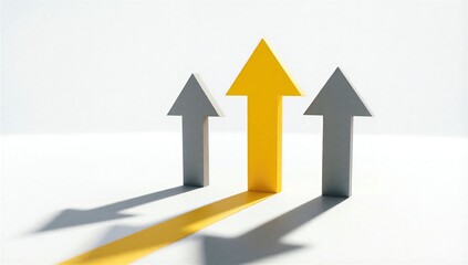 Three arrows point forward; one yellow stands out, symbolizing choice and direction.