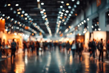 Blurred crowd at indoor event hall