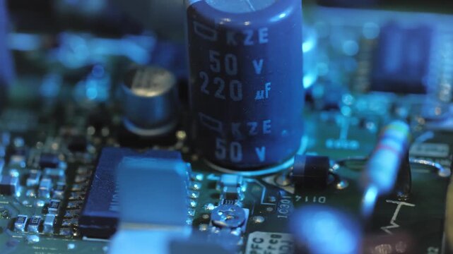 Closeup of electronic circuit board components