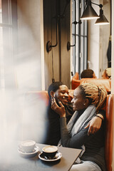 Portrait of young beautiful african couple in love