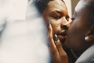 Portrait of young beautiful african couple in love