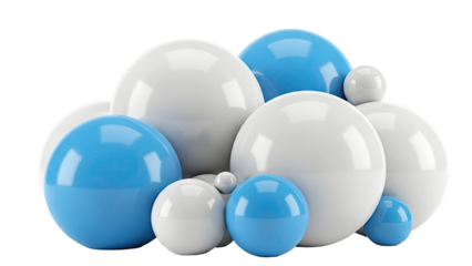 Cluster of Blue and White Spheres