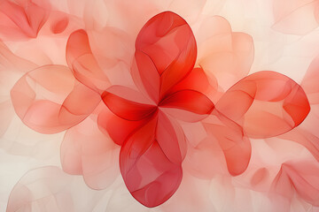 AI-generated abstract romantic Valentine's collage background, created from a kaleidoscope pattern of flower petals in soft shades of red and pink