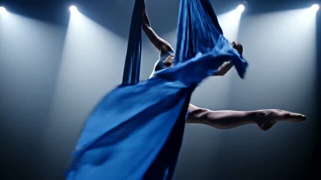 Aerial Silks Performance with Spotlight.
