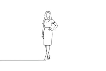 Obraz premium Continuous Line Art of Confident Woman in Business Dress and Heels