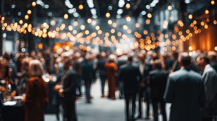 Crowd at indoor event with bokeh lights