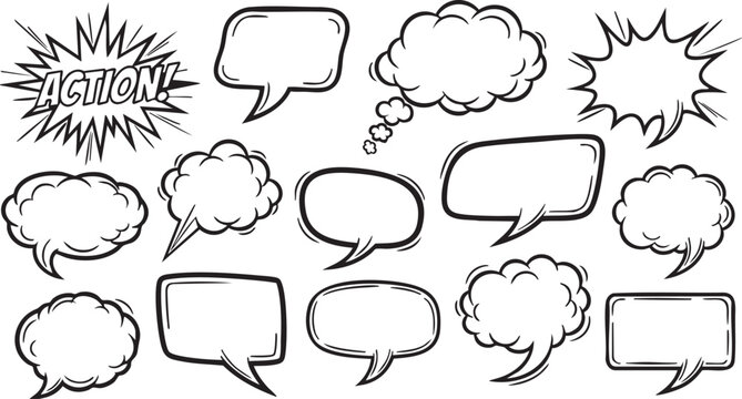 Vector Speech Bubble Outline Set for Chat and Messaging.
