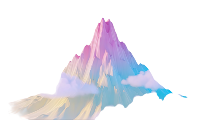 Abstract Colorful Mountain Peak with Clouds