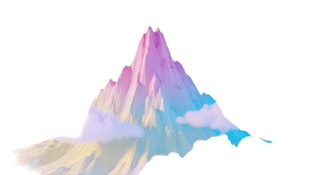 Abstract Colorful Mountain Peak with Clouds