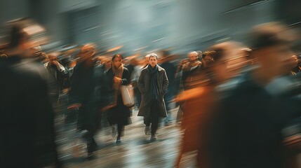 Blurred motion of people walking