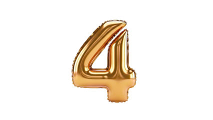 Golden Number 4 Balloon
