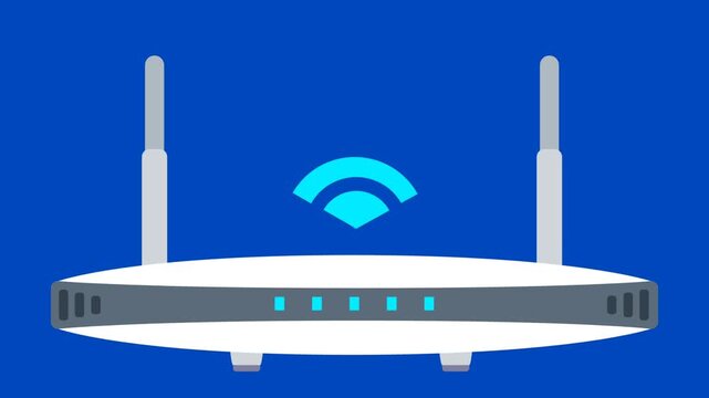 Wi Fi router animation with a background that can be changed with a chroma key. 