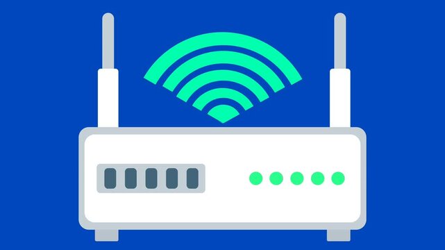 Wi Fi router animation with a background that can be changed with a chroma key. 